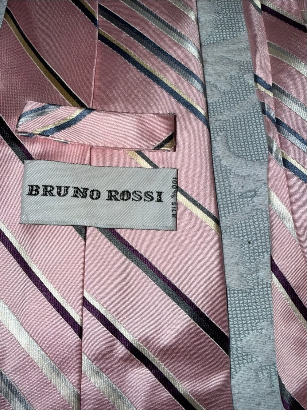 Men's Pink Striped Tie - Unbranded